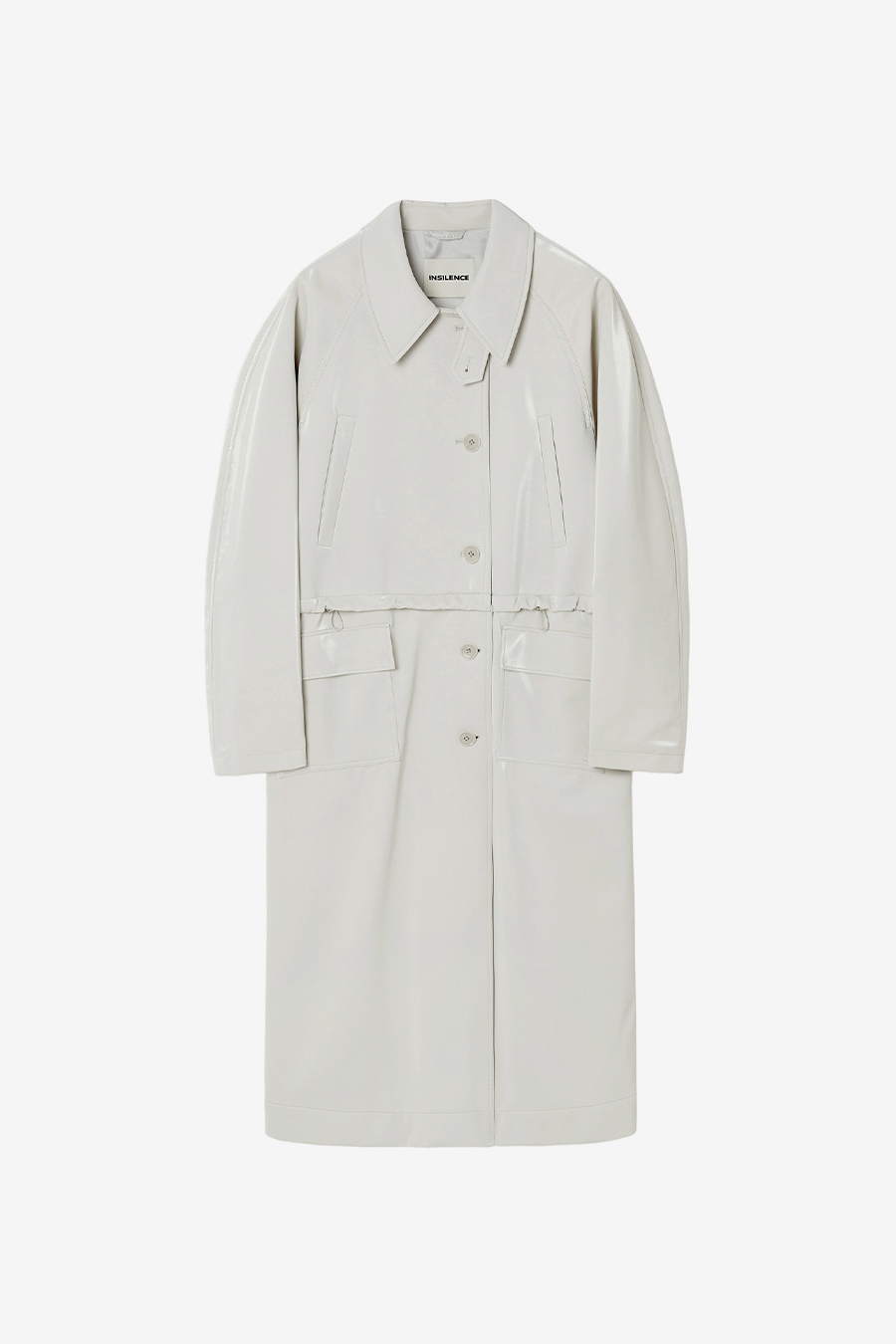 에나멜 디태처블 트렌치 코트 WHITE